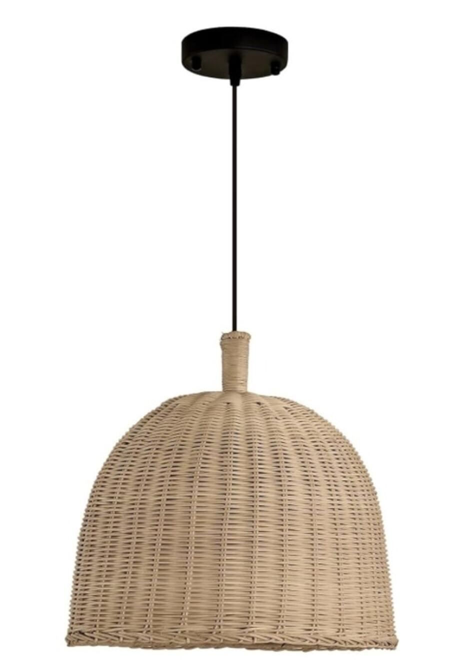 13.8" Hand Woven Rattan Pendant Light 3-Light Wicker Chandelier E26 Natural